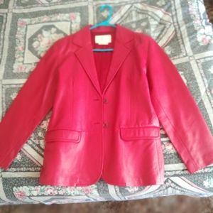 Red leather coat